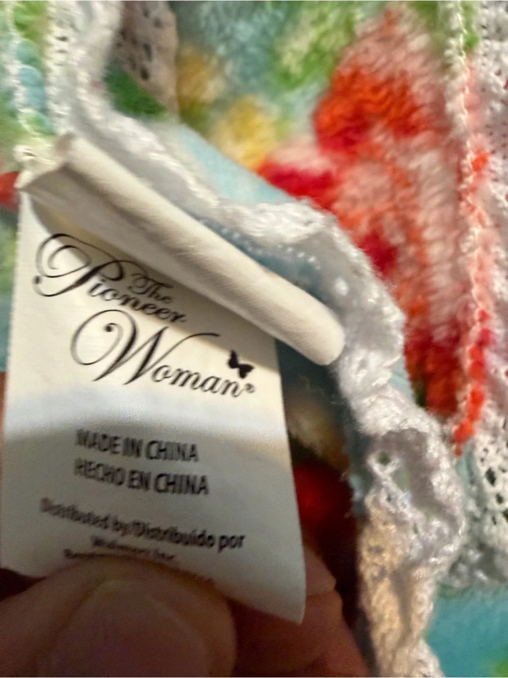 Pioneer Woman Vintage Floral Velvet Plush Throw W/Crocheted Trim 50”x72”